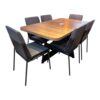 Cay 6-Seater Dining Set – Nogue Walnut Top with Graphite Chairs
