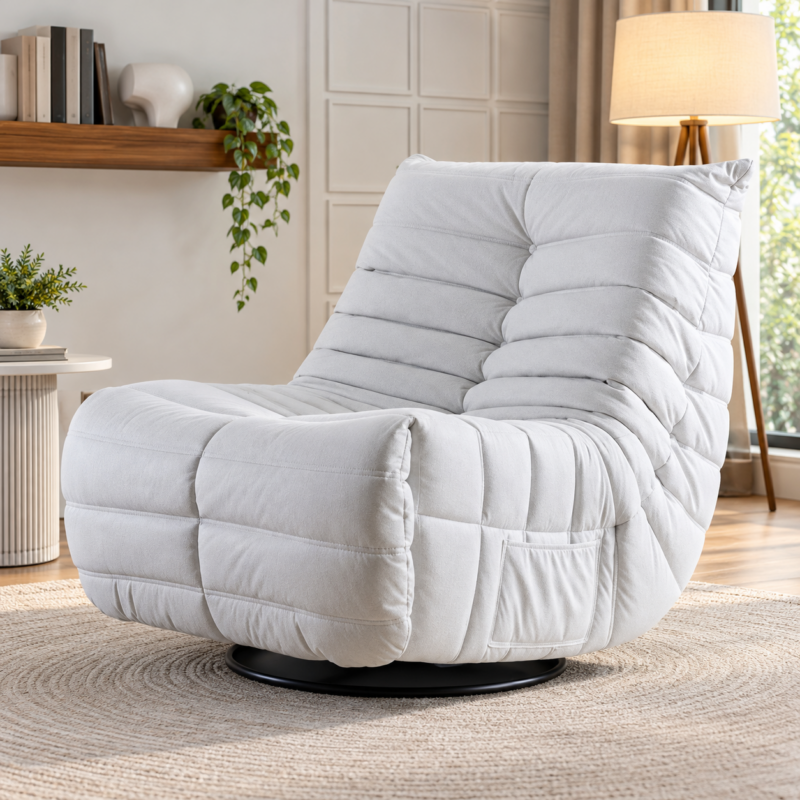Pavelle Swivel Recliner Lounge Chair – Light Gray
