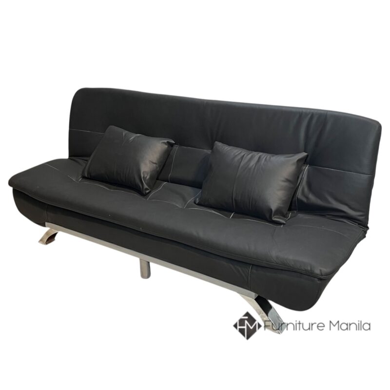 MetroFlex Convertible Sofa Bed (Black Leatherette)