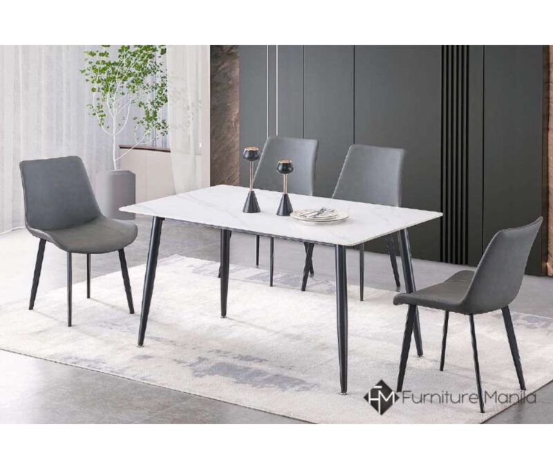 127 Dining Set – 4-Seater with White Sintered Stone Tabletop