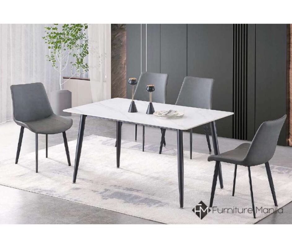 127 Dining Set – 4-Seater with White Sintered Stone Tabletop ...
