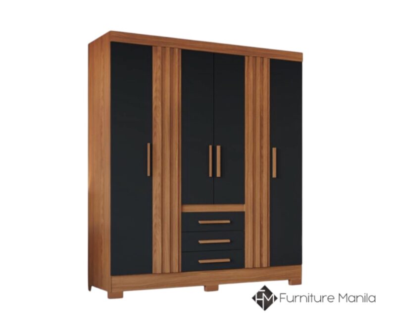 217 6-Door Wardrobe with 3 Drawers - Black