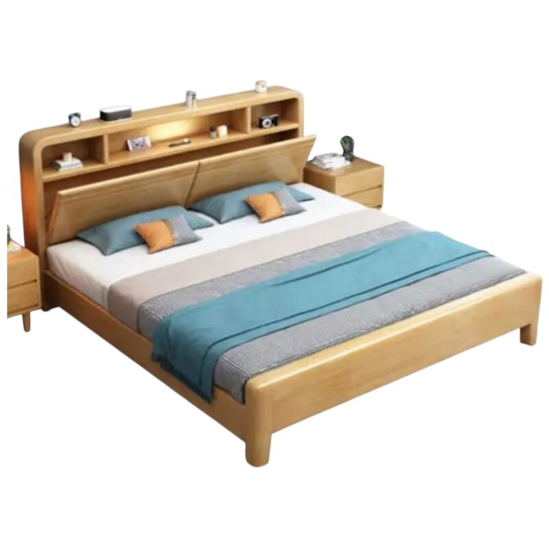 816 Wooden Bed Frame with Storage