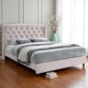 Celeste Tufted Wingback Bed - Beige