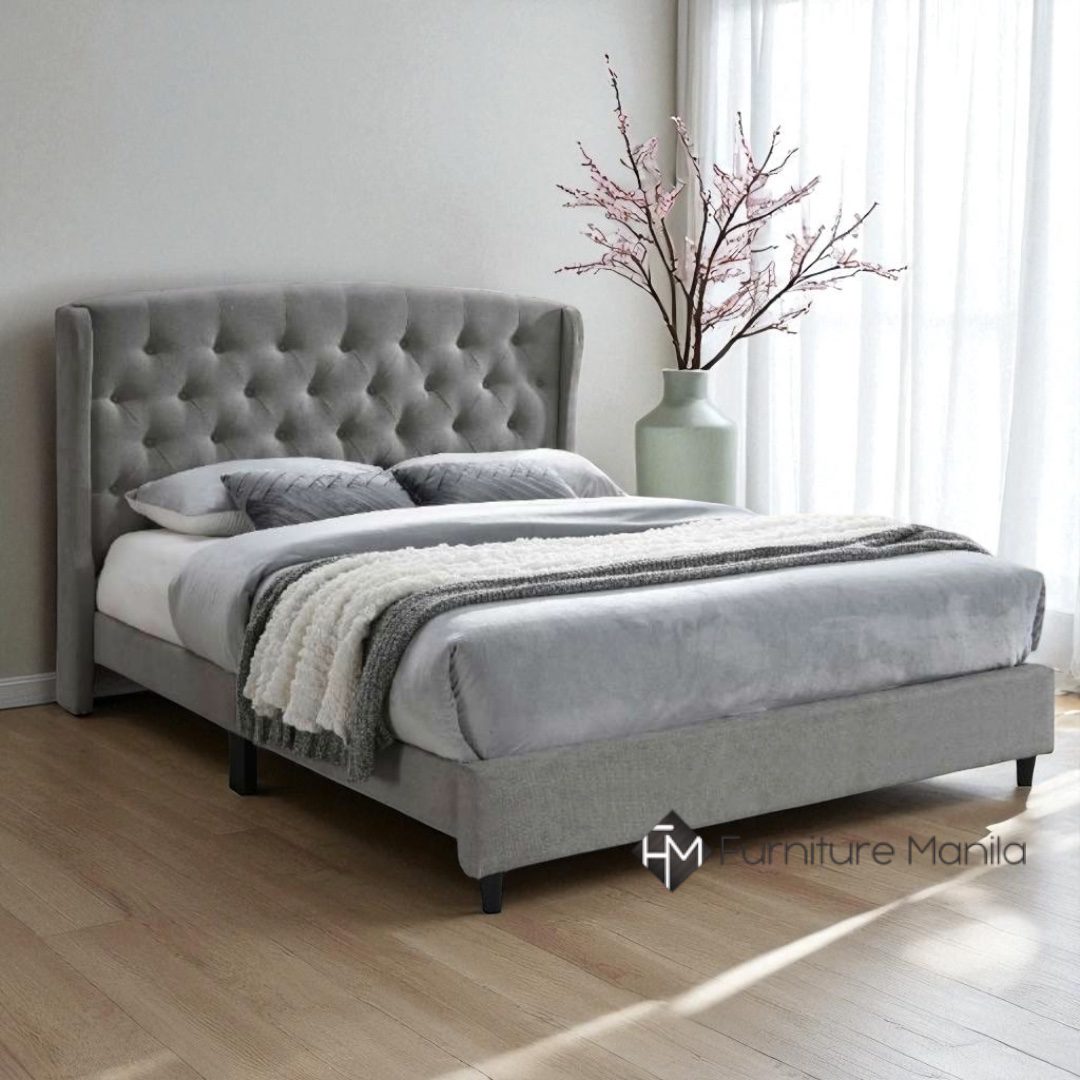 Celeste Tufted Wingback Bed – Graphite Gray