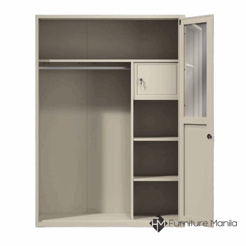 Alternative view of Isla 3-Door Woven Design Metal Wardrobe