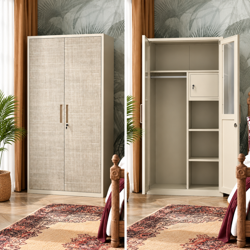 Isla Rattan-Style Metal Wardrobe