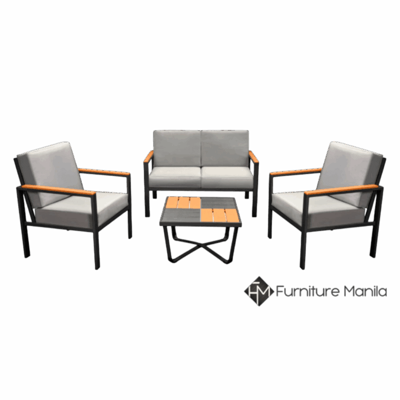 Sierra 4-Seater Outdoor Conversation Set – Grey & Orange