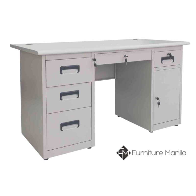 Axiom Metal Office Desk with 5 Drawers and Swing Door