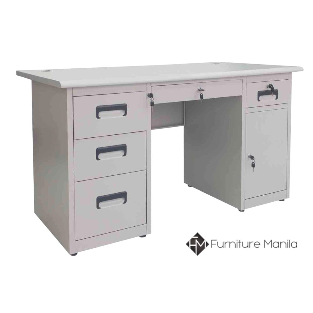 Axiom Metal Office Desk with 5 Drawers and Swing Door
