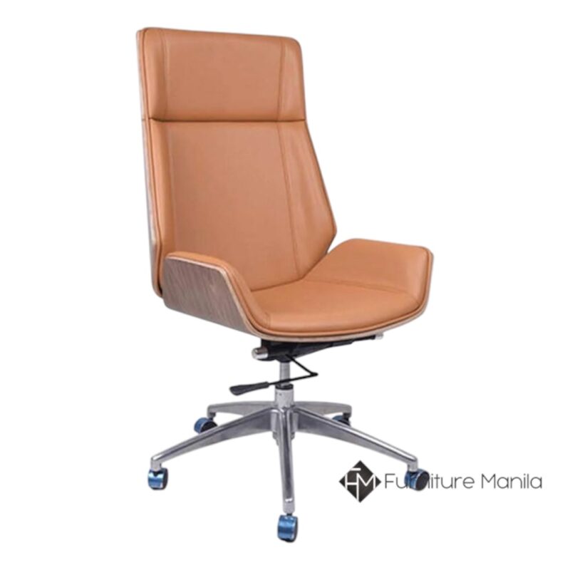 Cavallo Executive Chair – Veneer Wood Reclining Chair in Caramel
