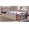 Haven Metal Bed Frame – Black & Mahogany Accents (Twin Size)