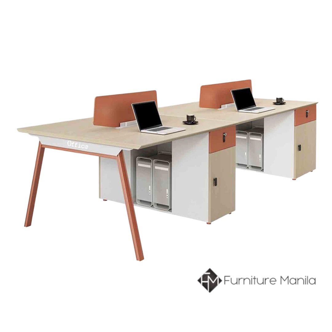 Sienna 4-Seater Workstation Desk – Lockable Cabinets and Divider