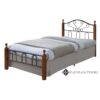Lucia Classic Iron Bed Frame – Black & Walnut Wood (Twin Size)
