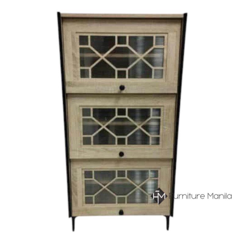 Alternative view of LatticeView 3-Door Shoe Cabinet – Sonoma Oak