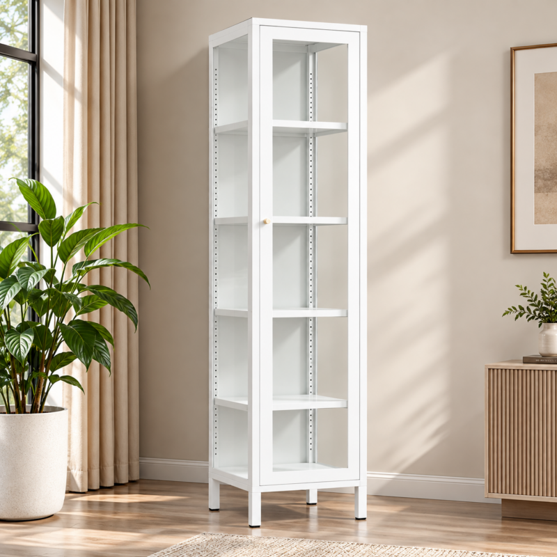 Lumina 180 Tempered Glass Display Cabinet – White