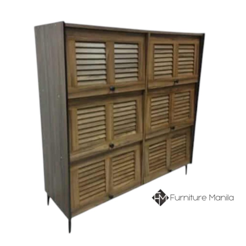 Harbor Louver 6-Door Shoe Cabinet – Walnut