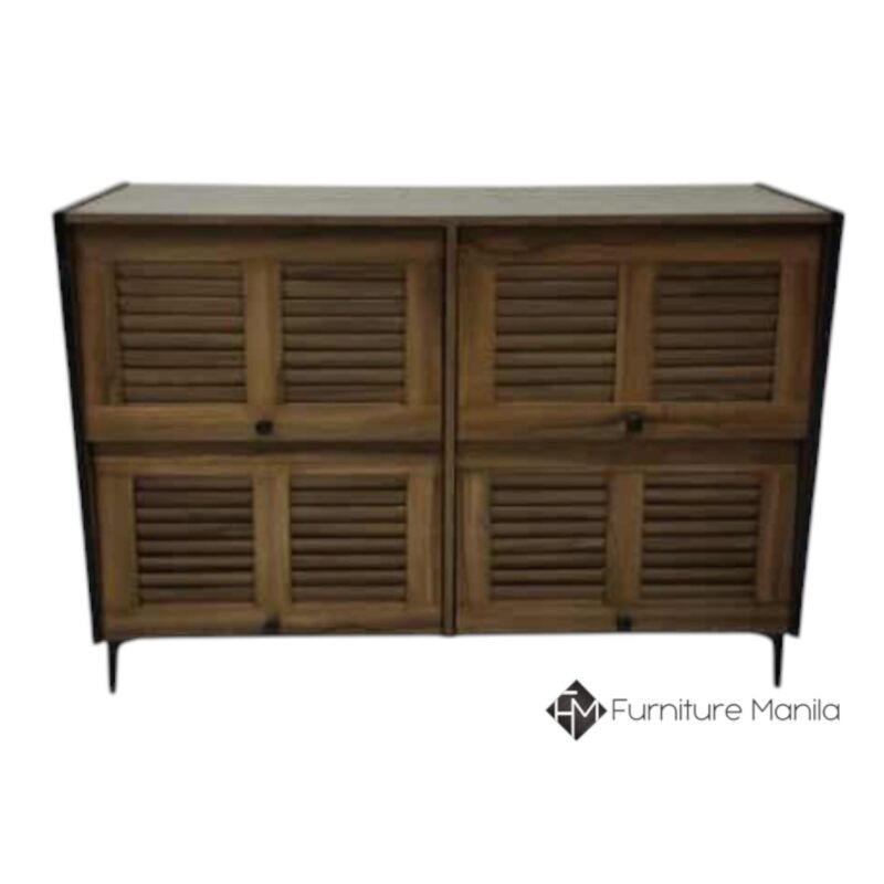 Alternative view of Walnut Haven 4-Door Louver Shoe Cabinet