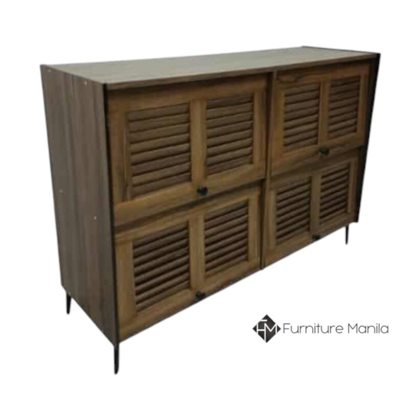 Walnut Haven 4-Door Louver Shoe Cabinet