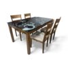 Noir Bloom 4-Seater Glass Dining Set