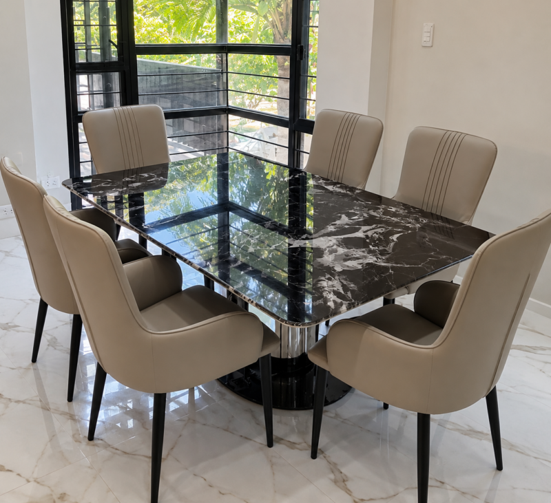 Alternative view of Vortex Marble Design 6-Seater Dining Set