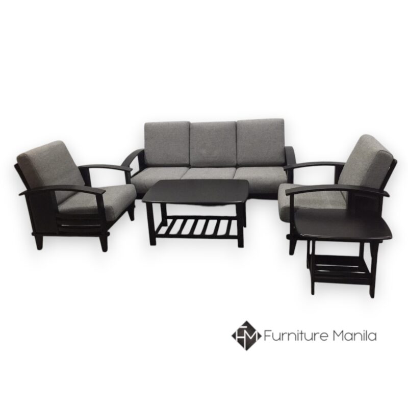 Arden Solid Wood 3-1-1 Sofa Set — Gray