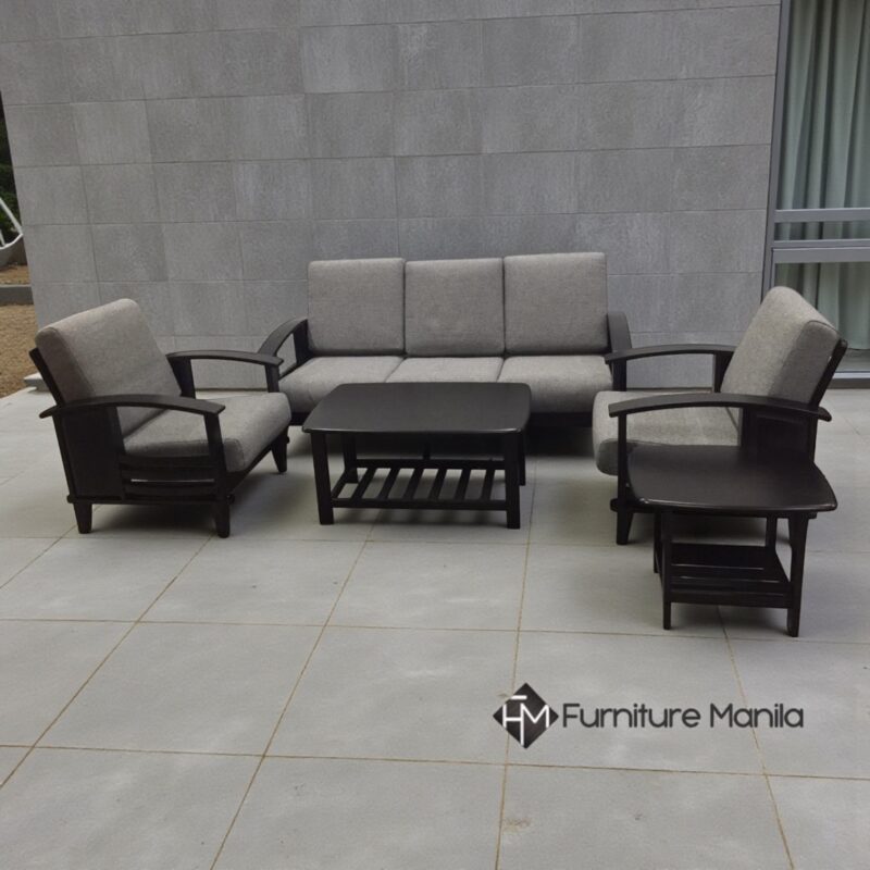 Alternative view of Arden Solid Wood 3-1-1 Sofa Set — Gray