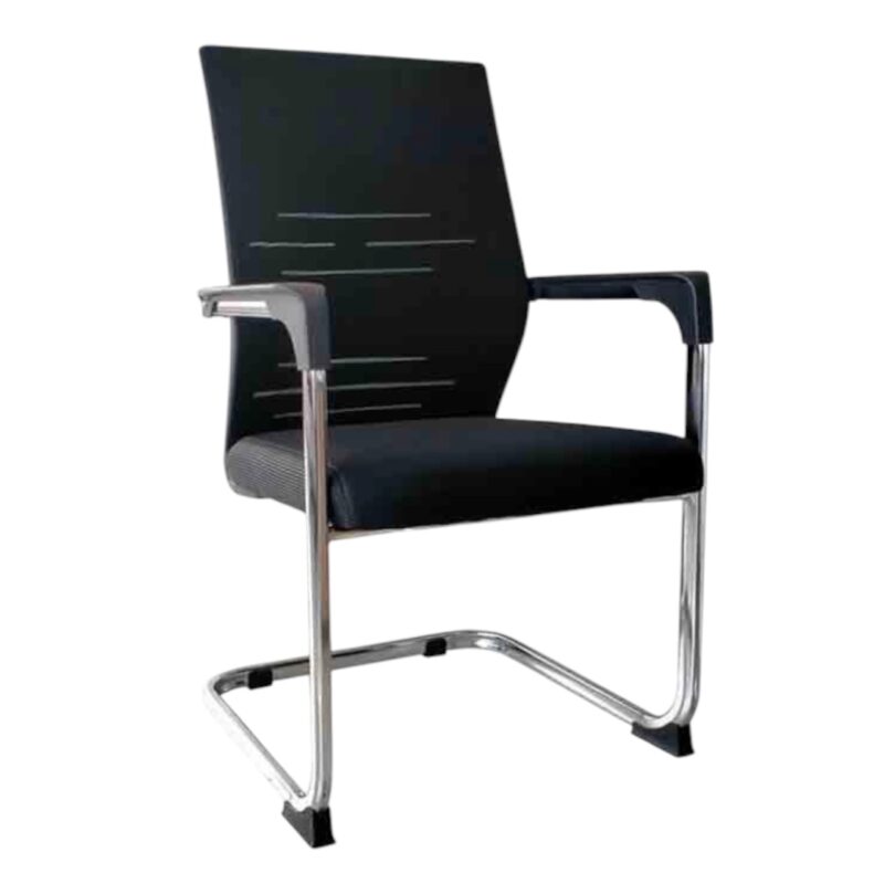 Benton Mesh Visitor Chair with Chrome Sled Base (Black)