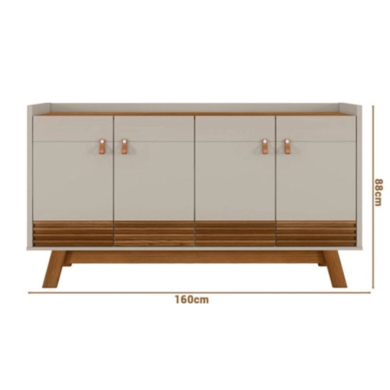 Alternative view of Catania 4-Door Buffet Cabinet (Freijo/Off-White, 160 cm)