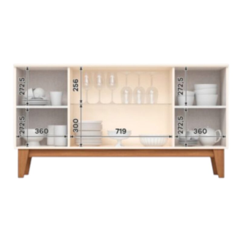 Alternative view of Capri Fluted Buffet Cabinet with Glass Display (150 cm)