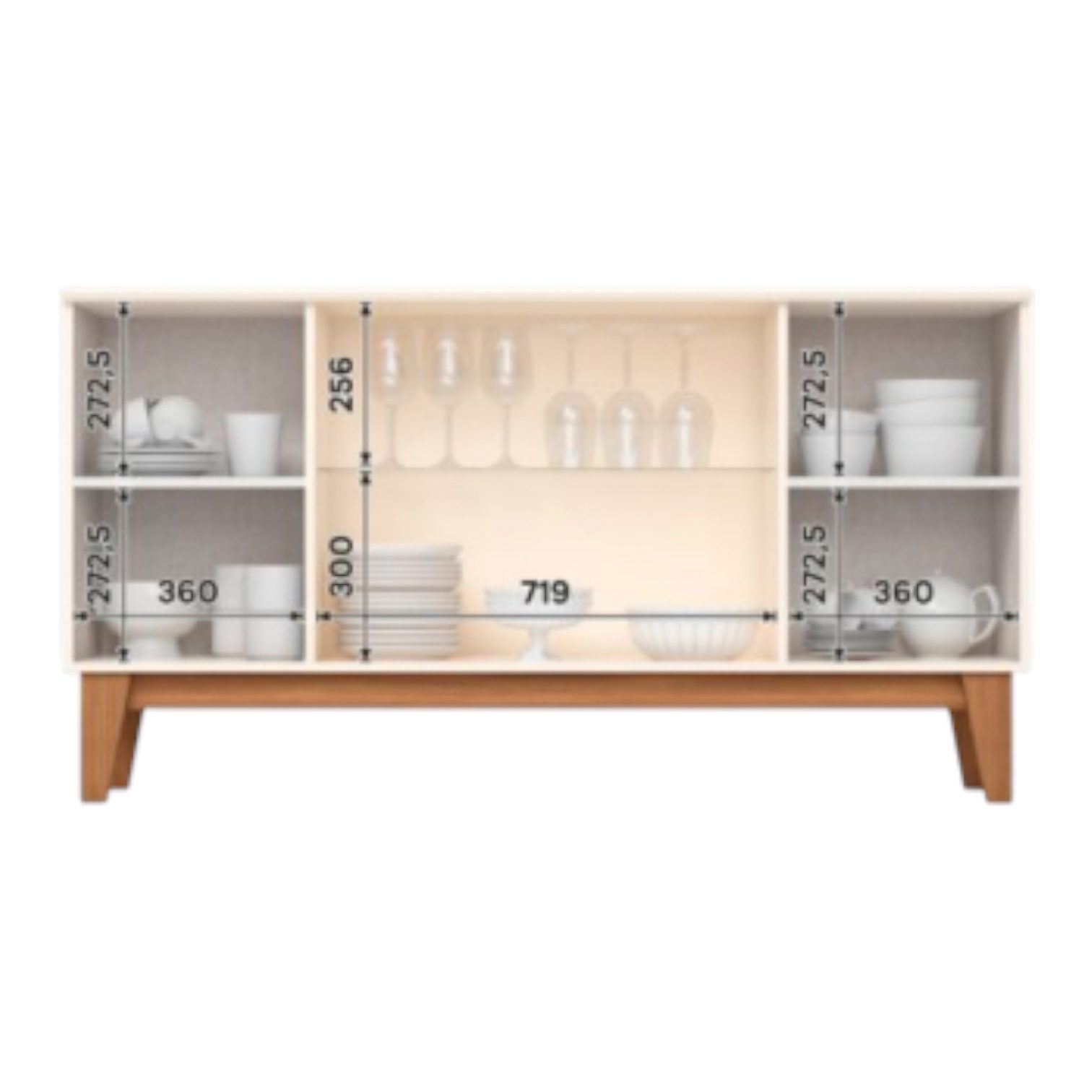 Capri Fluted Buffet Cabinet with Glass Display (150 cm) - Image 2