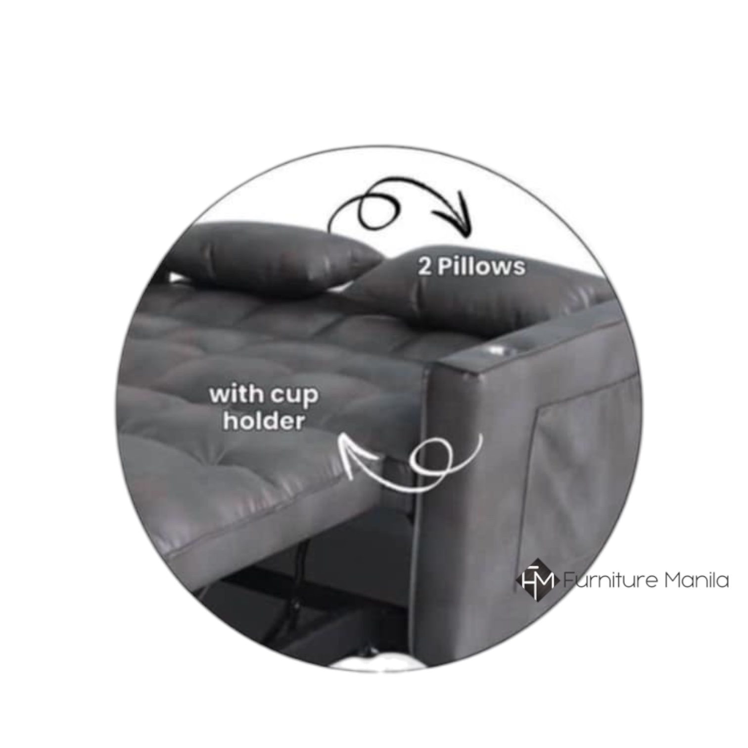 Midnight Lounge 2-Seater Sofabed with Cup Holders - Gray - Image 3