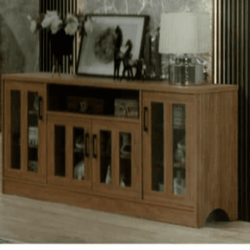 Bristol 63” Walnut Oak Display Buffet Cabinet