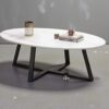 Cascade Oval Center Table: White Marble-Look Top