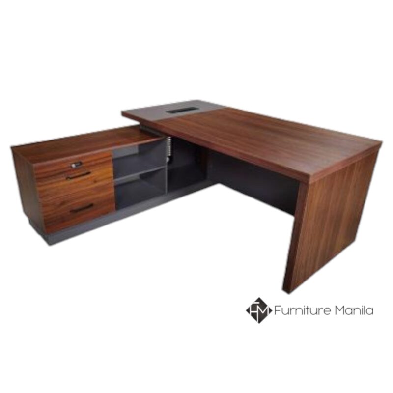 Alternative view of Command Walnut Executive L-Desk with Storage