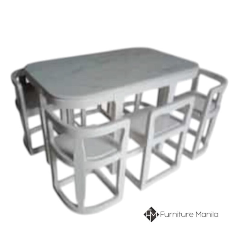 Alternative view of CubeNest White 6-Seater Space-Saver Dining Set (Nesting Chairs)