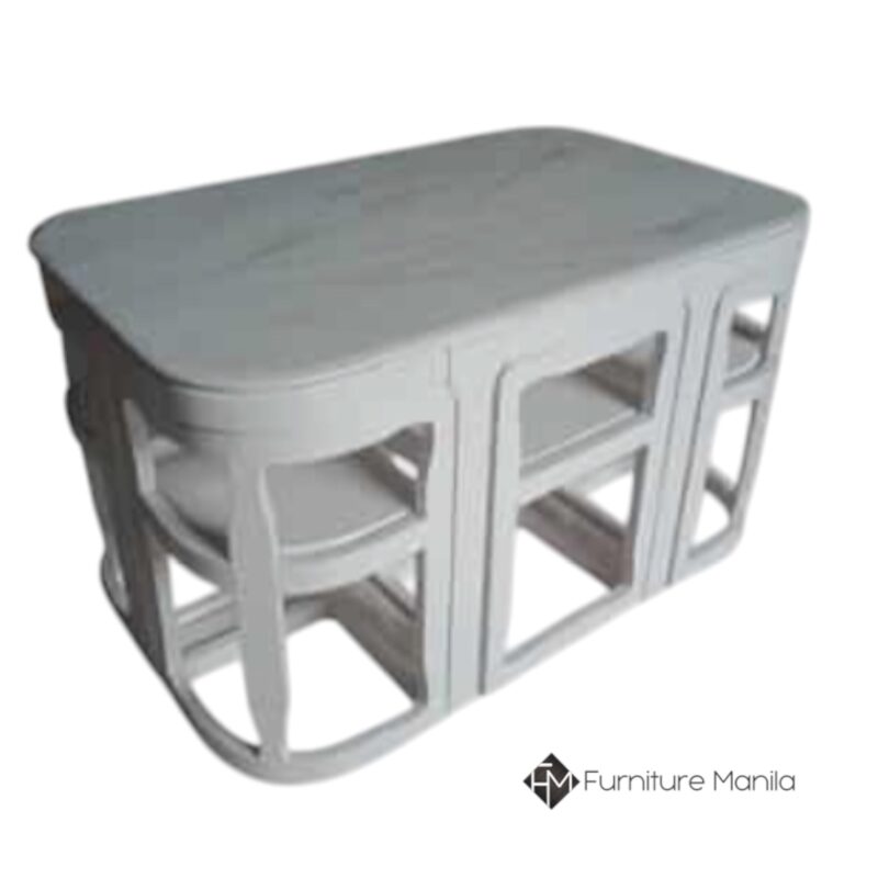 CubeNest White 6-Seater Space-Saver Dining Set (Nesting Chairs)