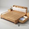 Aurora Solid Wood Storage Bed Frame with LED Headboard Shelf