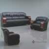 Cambridge Luxe 311 Leatherette Sofa Set with Wood-Accent Arms