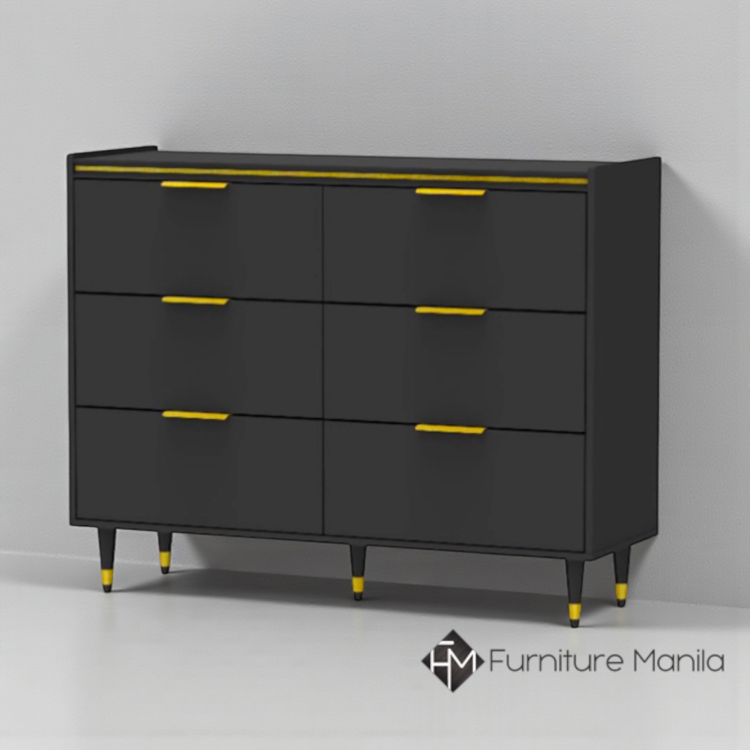 Cresta 6-Drawer Dresser with Brass Accents