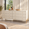 Davenelle 6-Drawer Wide Dresser – Off-White & Gold