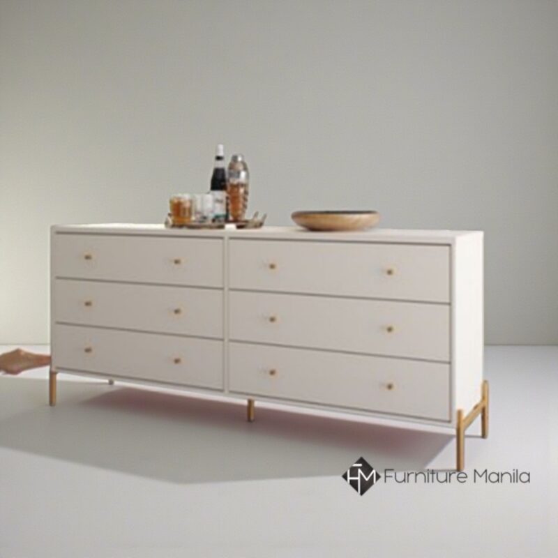 Jass 6-Drawer Wide Dresser 1.8m with Gold Legs