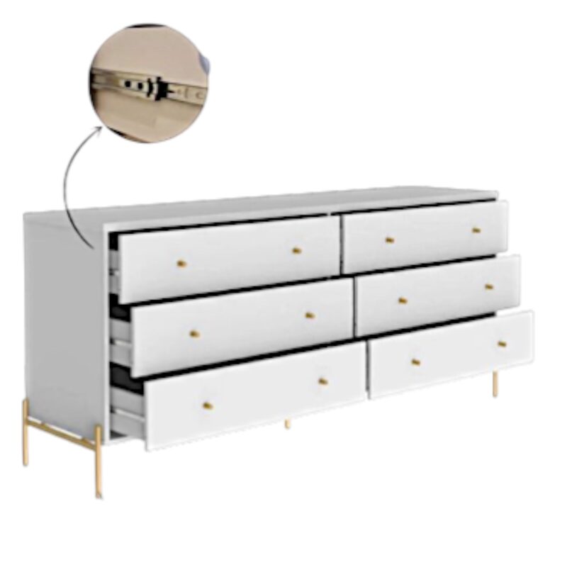 Alternative view of Juno 6-Drawer Luxe Dresser 1.8m (White Gloss with Gold Legs)
