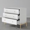 LuxeBranco 3-Drawer Chest with Gold Legs (90cm)