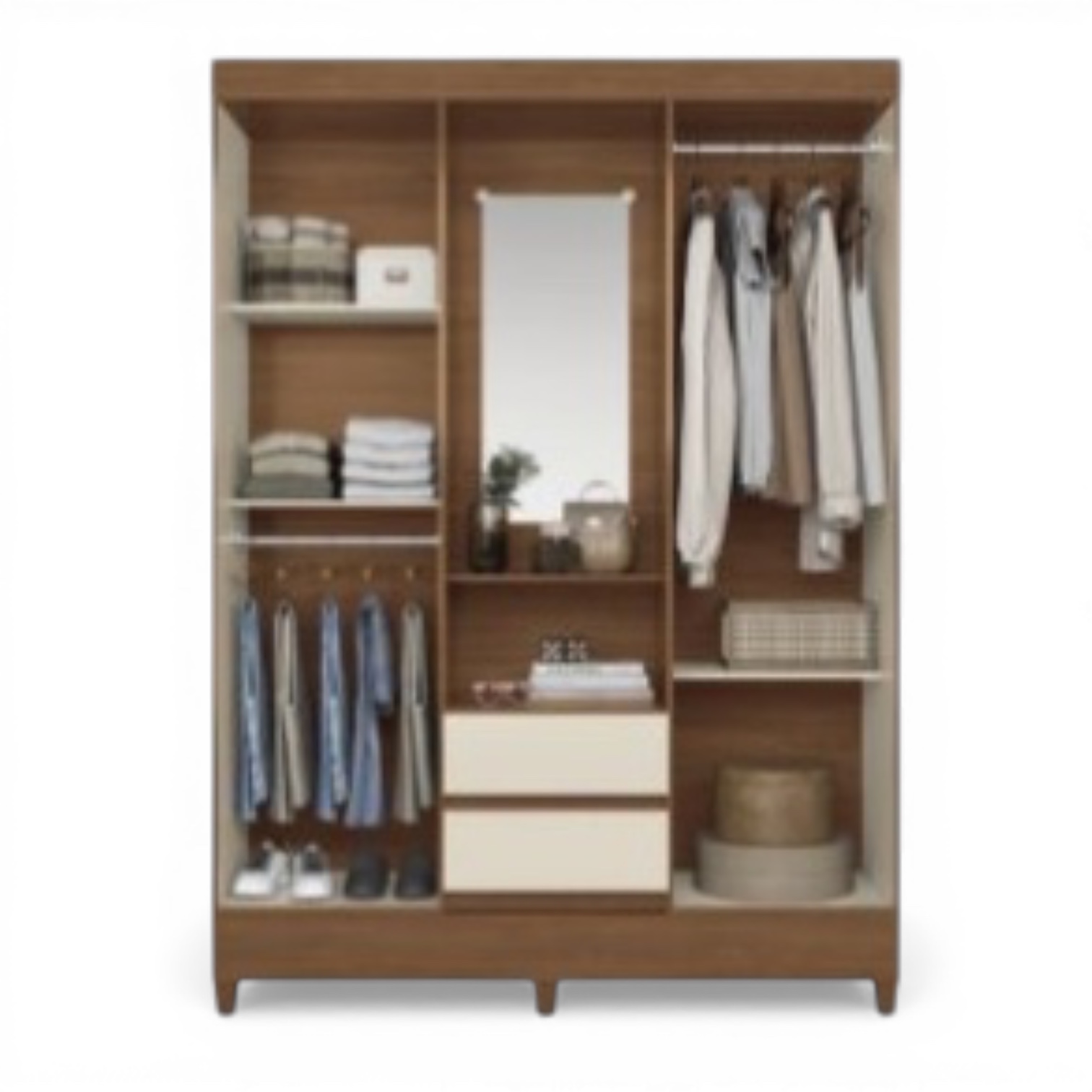 Capeli 4-Door Wardrobe with Mirror and Drawers - Image 2