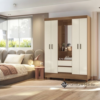 Capeli 4-Door Wardrobe with Mirror and Drawers