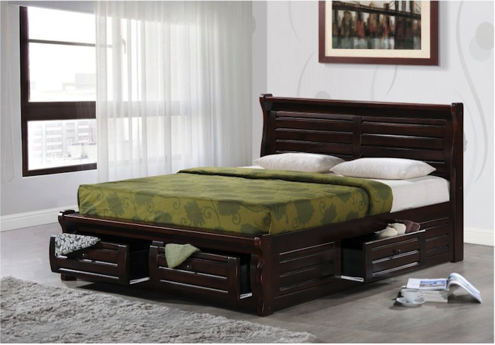 Ally Wooden Bed w Storage - Queen