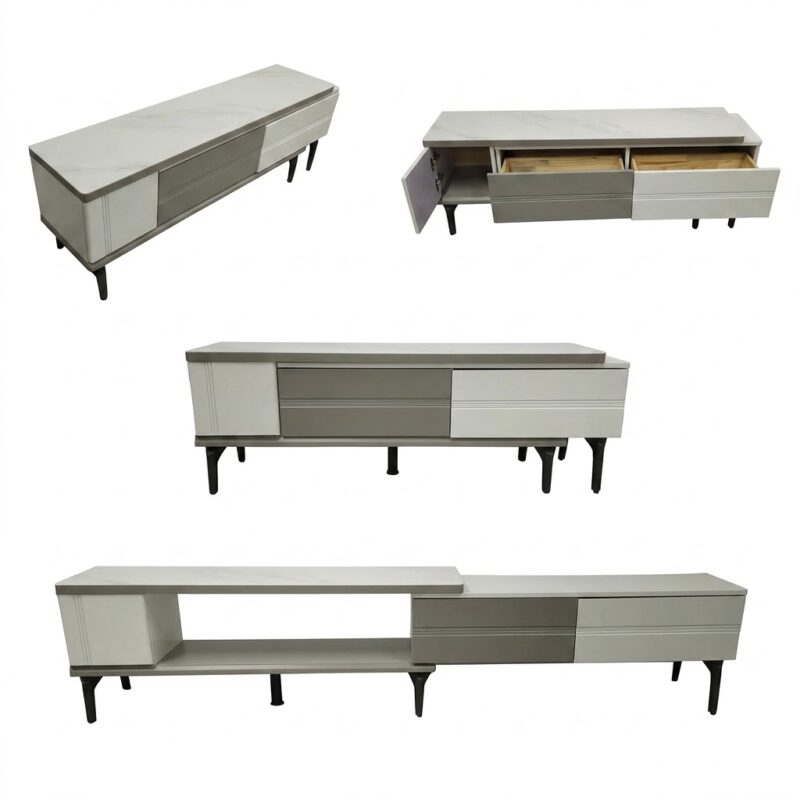 Alternative view of Aurelle Expandable TV Console with Glass Top