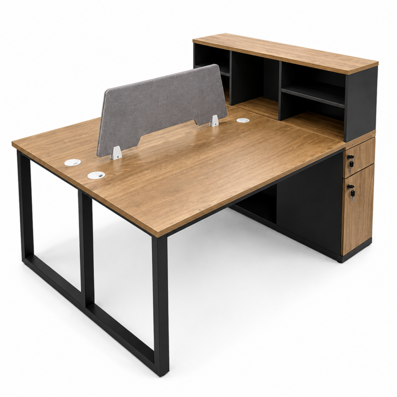 Aero Duo 2-Person Office Workstation with Storage Hutch