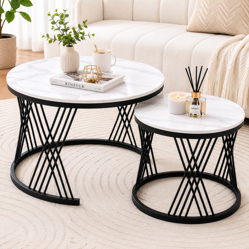 Aurelia Nesting Coffee Table Set – Sintered Stone Top